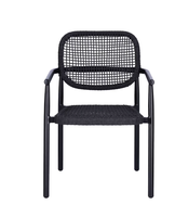 Chaises de jardin empilables modernes en aluminium avec accoudoirs en teck, confortables et légères pour hôtel, parc, villa