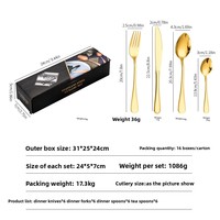 Ensemble de couverts plaqués or 24 pièces en acier inoxydable poli miroir, portable, best-seller, couteaux, fourchettes, cuillères, coffret cadeau