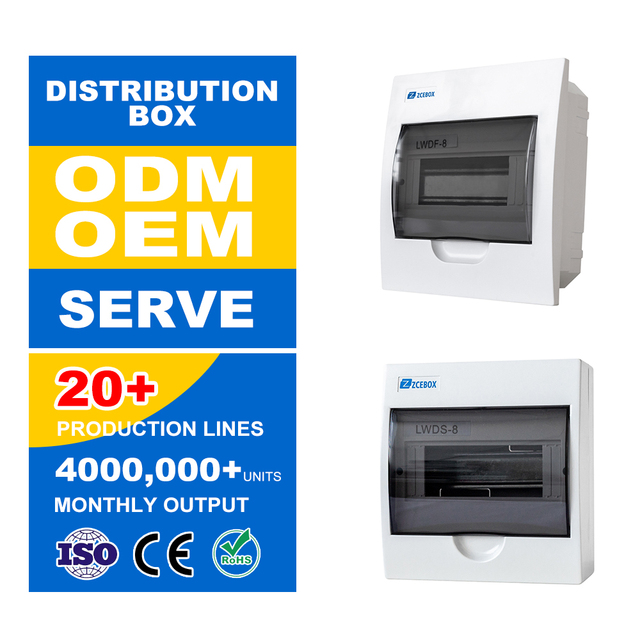 ZCEBOX Customized 12 Ways Plastic Power Supplies Waterproof Factory Price Electrical MCCB Circuit Breaker Distribution Box