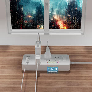 Regleta de Enchufes con Certificación de Seguridad, 6 Tomas de Corriente, Clasificación IP20, Cable de 3 Metros, Puertos USB, 110V-240V, para Uso Doméstico y Comercial - Product Image 4