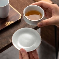 Sous-verre en céramique blanc lune style Ruyue, résistant à la chaleur, accessoire de service à thé Kung Fu, design de luxe, pour voyage, base de tasse en porcelaine