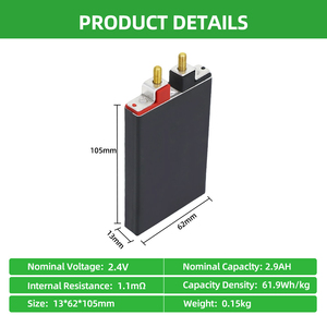 HHPower - Celdas de Batería de Titanato de Litio de Alta Potencia Tipo LTO de 2.4V y 2.9Ah para Arrancador de Coches y Audio para Automóviles - Product Image 2