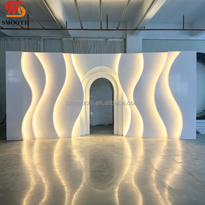 ฉากหลังไฟ LED โค้งเว้ารูปคลื่นขนาด 24 ฟุต รุ่นใหม่ล่าสุด หลายชั้น โค้งมน สีขาว ทำจาก PVC สำหรับตกแต่งทางเข้างานแต่งงาน - Product Image 1