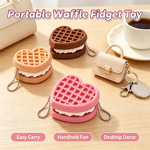 Porte-clés anti-stress en forme de gaufre cœur mignon, jouet à presser imprimé en 3D, jouet de poche, ornement de bureau - Product Image 6