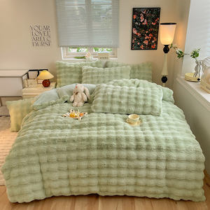 Drap <span class=keywords><strong>de</strong></span> lit en fourrure <span class=keywords><strong>de</strong></span> lapin artificielle <span class=keywords><strong>de</strong></span> luxe, <span class=keywords><strong>housse</strong></span> <span class=keywords><strong>de</strong></span> <span class=keywords><strong>couette</strong></span> à bulles imprimée, ensemble <span class=keywords><strong>de</strong></span> literie, couleurs magnifiques, doux et confortable, lit double - Product Image 1