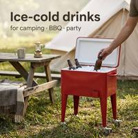 Glacière Métallique Vintage à Roulettes Personnalisée Multicolore 54L pour Boissons Glacées, Idéale pour Fêtes en Extérieur et Ferme