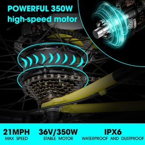 Vélo de montagne <span class=keywords><strong>électrique</strong></span> Rockshark <span class=keywords><strong>2022</strong></span>, nouveau modèle, 350W, livraison gratuite, batterie au lithium 10.4Ah, moteur à moyeu arrière, système de frein à disque - Product Image 4