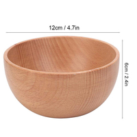 FLYWOD Nouveau Bol en Bois de Hêtre Rond Tendance pour Salade de Fruits et Légumes, Grand Bol à Salade en Bois, Vente en Gros