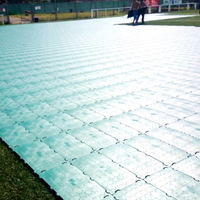 Dalles de protection de sol T-03 perforées, modulaires et emboîtables, pour usage moyen, idéales pour stades, concerts, fêtes, expositions et événements.