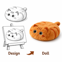 Peluche personnalisée chat orange, adorable personnage de dessin animé, coussin en peluche, mini oreiller rembourré pour cadeau de vacances, faible MOQ, OEM, ODM