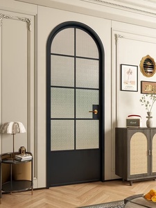 Puertas batientes modernas <span class=keywords><strong>de</strong></span> un solo vidrio, marco <span class=keywords><strong>de</strong></span> aleación <span class=keywords><strong>de</strong></span> aluminio impermeable en negro para baño <span class=keywords><strong>de</strong></span> oficina o <span class=keywords><strong>interior</strong></span> <span class=keywords><strong>de</strong></span> apartamento - Product Image 4