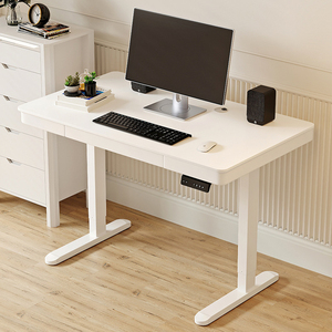 โต๊ะยกไฟฟ้าสีขาว ปรับระดับได้ สำหรับคอมพิวเตอร์แบบยืน - Product Image 3