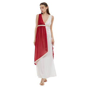 Costume de déesse romaine pour femmes, tenue de fête en polyester rouge - Product Image 1