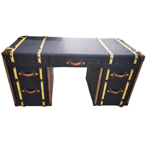 Tavolo da ufficio americano stye antico in vera pelle di lusso executive scrivania da ufficio capo mobili per ufficio - Product Image 2