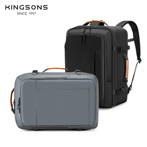 Kingsons Business Travel Backpack 20-35L Durable Polyester Black Gray Solid Color With Organizer For Work And Trip - Product Image 3