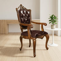 Chaise de salle à manger de style américain Ruifuxiang, en bois massif sculpté double face, avec rembourrage doux et mousse éponge haute élasticité