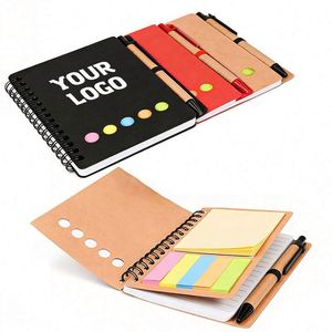 Ys041 Customizable Logo Kraft Notepad Memo Sticky Notes Spiral Notebook Printed Promotion <b>Notepads</b> With Pen - Product Image 1