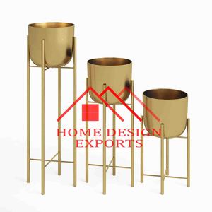 Best-seller Jardinières en métal doré et noir au design élégant Pot avec support pour la décoration de la maison Pots de fleurs et jardinières - Product Image 6