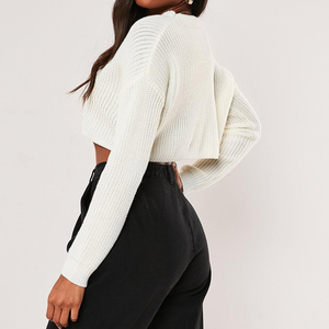 Weixin Abbigliamento Donna Maglioni Alto Bianco di Base Super Ritagliata Maglione Lavorato A <span class=keywords><strong>Maglia</strong></span> - Product Image 4