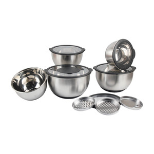 Ensemble de saladiers en acier inoxydable avec couvercles, fond en silicone antidérapant, bols de mélange pour la cuisine, la pâtisserie et le stockage des aliments - Product Image 5