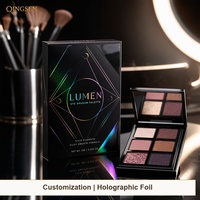 Palette d'ombres à paupières personnalisée de luxe, finition mate noire, feuille holographique, emballage en carton pliable de qualité supérieure pour marque cosmétique