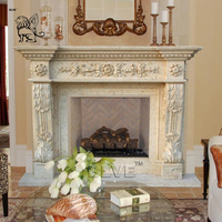 Cheminée en marbre blanc sculpté à la main, décoration intérieure moderne pour salon de villa de luxe BLVE