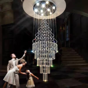 فيلا علوي دوبلكس أوربي حديث ثريا كبيرة الدرج كريستال قلادة طويلة لفندق فيلا مشروع تركيب المنزل - Product Image 1