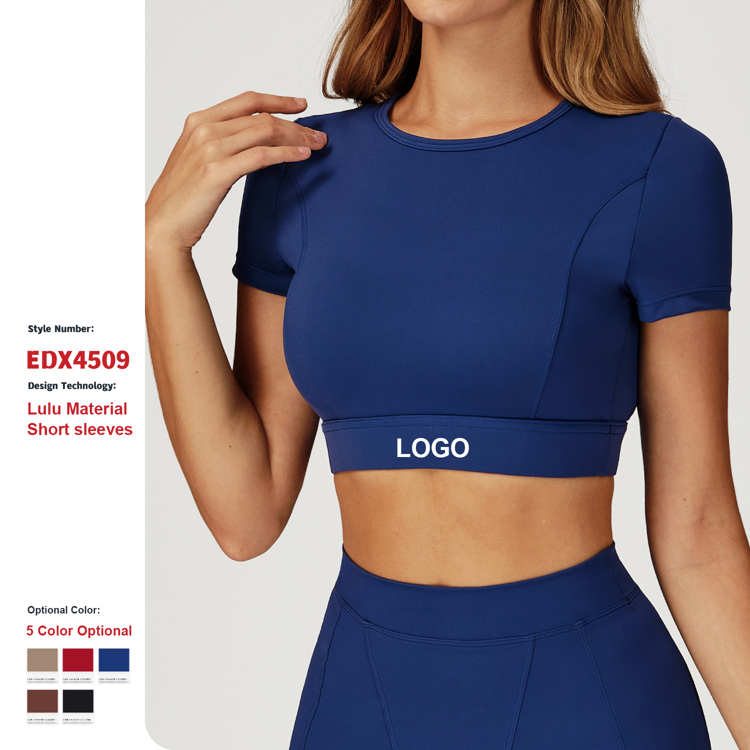 High Quality Nude Crew Neck Yoga Top Custom Tight Shock-Resistant Short-Sleeved Sportswear Women Running Fitness Yoga T-Shirt