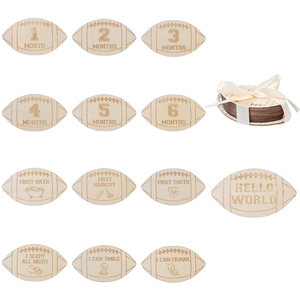 13 cartes photo mensuelles en bois sur le thème du football pour bébé, cartes de croissance mensuelle pour nouveau-né, pour le 1er anniversaire et les fêtes de naissance - Product Image 6