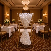Ruban de décoration pour chaise de mariage en taffetas plissé YT-37 avec nœud en forme de saule bouclé