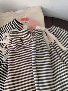 2025 primavera autunno <span class=keywords><strong>pantaloni</strong></span> larghi in cotone Multi-metro Casual da ragazza con <span class=keywords><strong>pantaloni</strong></span> a righe stringati alla moda - Product Image 3