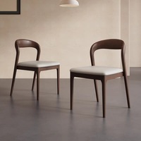 Chaise de salle à manger en bois massif de style nordique, minimaliste moderne, luxe discret, sans accoudoirs, siège rembourré, origine Chine, usage commercial