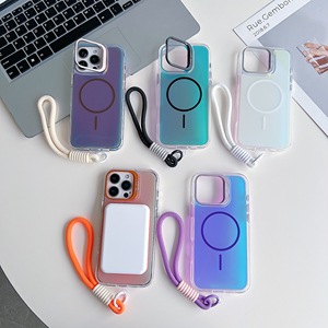 Étui de téléphone transparent mat de couleur dégradée pour iPhone 16 Pro Max lanière avec cadre en métal pour lentille étui de téléphone portable - Product Image 2