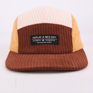 Casquettes 5 panneaux vierges personnalisables en gros, avec étiquette tissée et broderie, en velours côtelé lavé, pour le <span class=keywords><strong>camping</strong></span> - Product Image 3