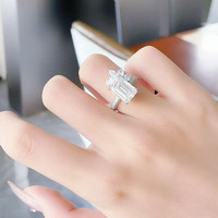 Anello con Diamante Coltivato in Laboratorio a Quattro Punte, Cristallo di Ghiaccio Brillante, in Platino PT950, Gioiello Raffinato per Fidanzamento e Matrimonio