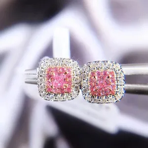 AGL certificate fashion elegant women 18k solid gold natural pink diamond stud earrings