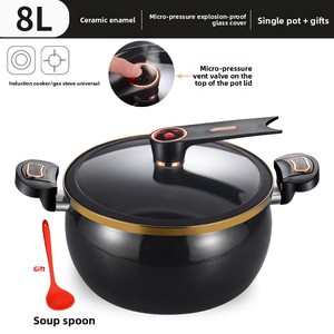 Marmite en émail pour la maison, grande capacité, fond épaissi, idéale pour la cuisson de soupes, utilisable au four - Product Image 6