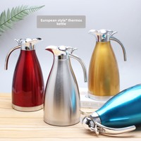 Carafe isotherme à double paroi en acier inoxydable 304, bouilloire à eau chaude, 1,5L-2L, bouteille thermique pour eau froide, style européen