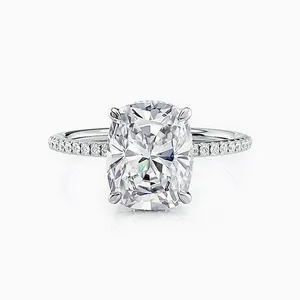 SGARIT Gold Jewelry 14K White Gold 3.50CT Engagement Cushion Cut Wedding Moissanite Ring Micro Pave Side Diamond Luxury Ring