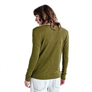 Camiseta de Manga Larga con Cuello Redondo para Mujer, Calidad Premium, Ligera, Básica, Informal, Fabricante OEM, Marca Privada, Venta al Por Mayor - Product Image 2