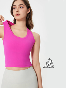 Women Seamless Yoga <b>Tank</b> Crop <b>Top</b> <b>Racerback</b> Fitness Sports Bralette Workout Activewear - Product Image 2