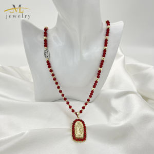 Collar de Rosario JML Hecho a Mano con Cuentas y Colgante de la Virgen María para Hombres y Mujeres Joyería Religiosa Santa Madre de Dios - Product Image 1