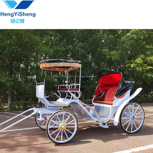 Chariots à chevaux de mariage rétro à la mode Canopy Calèche tirée par des chevaux pour le transport touristique spécial - Product Image 5