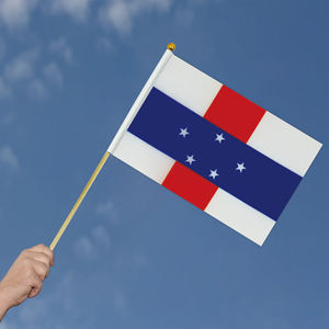 Drapeau de bâton de pays des Antilles néerlandaises à main en polyester à impression personnalisée - Product Image 4