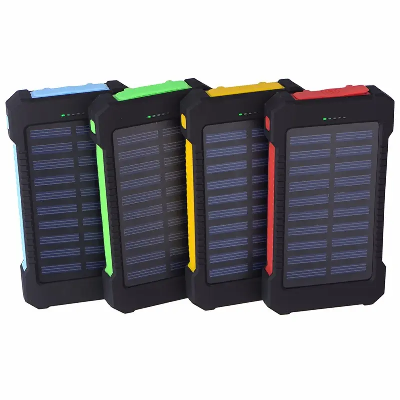 Waterproof Solar Power Bank 10000mah Portable Phone Charger Dual USB Solar Panel External Battery Powerbank