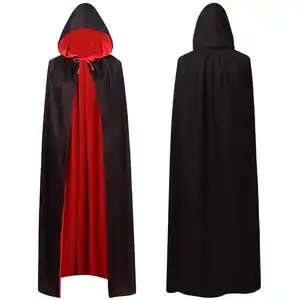 Wholesale Host Halloween Cloak Cosplay Double -Layer Black Red Vampire Death God Cape Party Adult Children's Cloak