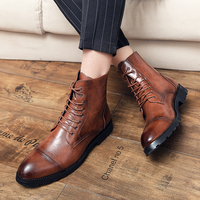 Herren-Schnürstiefel Größe 38-48 in Schwarz und Braun, Dreifach Gelenkig, Rutschfeste Dicke Sohle, Outdoor-Anzugstiefel