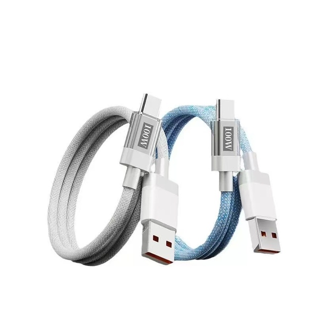 Braided 100W Type-C USB Nylon 6A Fast Charging Transparent Data Cable for Mobile Phone Computer Printer Camera Scanner Earphone