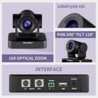 Cámara IP PTZ 4K FEELWORLD USB10X, USB 1080P, Seguimiento Automático, Zoom 10X, Directo de Fábrica OEM para Deportes y Gobierno