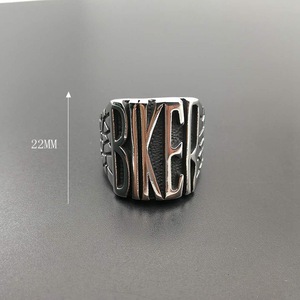Biker <b>Ring</b> <b>Titanium</b> Steel Silver Men's Letter Design Gift Jewelry - Product Image 3